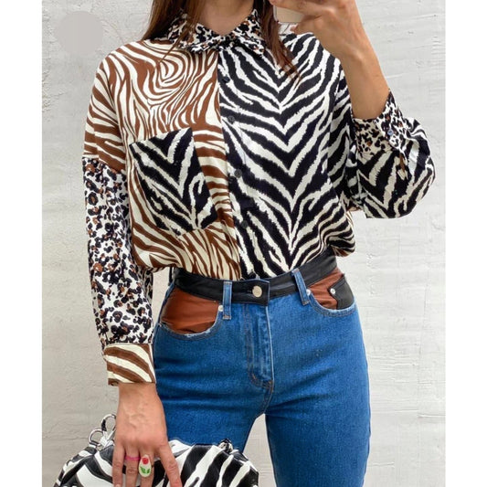 Camisa animal print bicolor