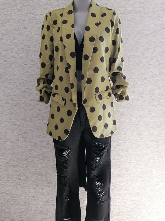 Blazer verde polka dot negro