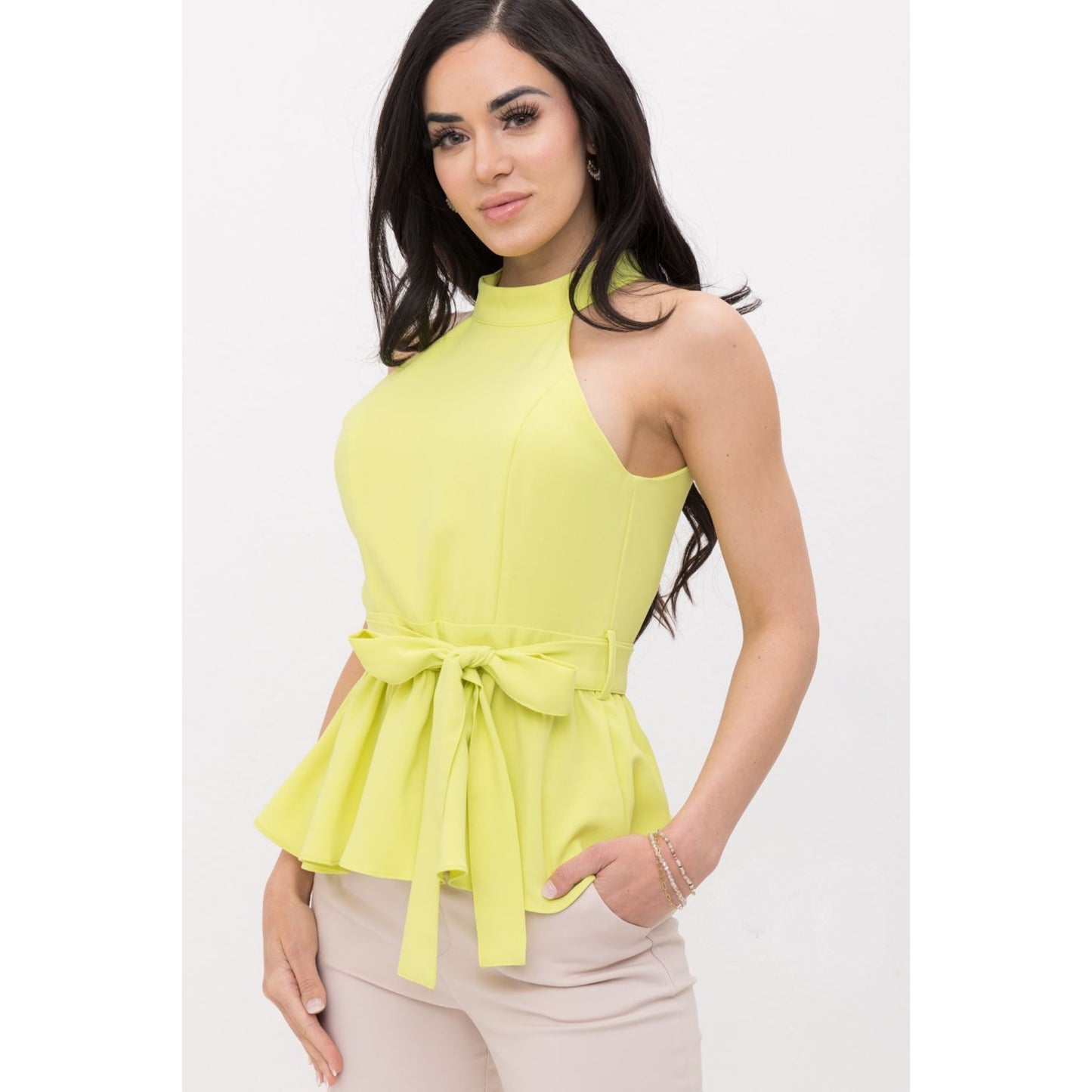 Blusa peplum verde limón