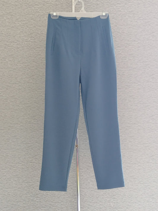 Pantalón pinzas cintura alta azul