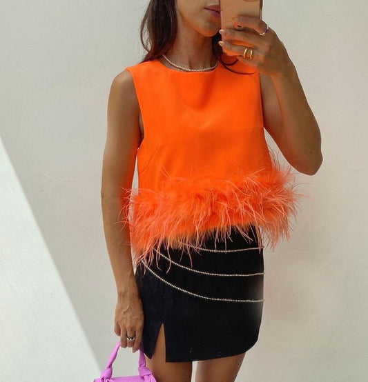 Blusa plumas Naranja